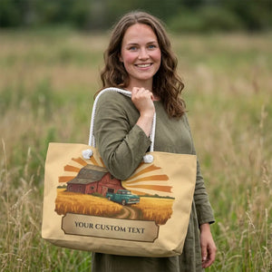 Vintage Farmhouse Weekender Bag – Personalized ?Your Custom Text’ Travel Tote - Duffel Bags