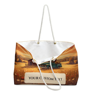 Vintage Farmhouse Weekender Bag – Personalized ?Your Custom Text’ Travel Tote - Duffel Bags