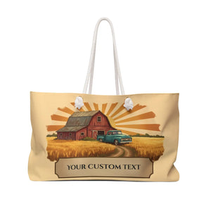 Vintage Farmhouse Weekender Bag – Personalized ?Your Custom Text’ Travel Tote - Duffel Bags