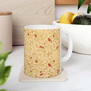Glossy Ceramic Mug Vintage Vine Pattern Gold Berries - Dipaliz - Mugs