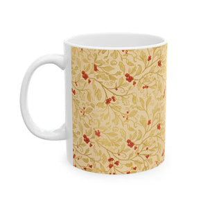 Glossy Ceramic Mug Vintage Vine Pattern Gold Berries - Dipaliz - Mugs