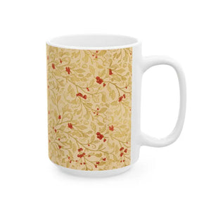 Glossy Ceramic Mug Vintage Vine Pattern Gold Berries - Dipaliz - Mugs
