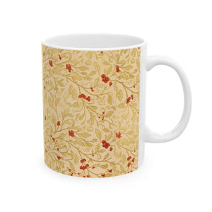Glossy Ceramic Mug Vintage Vine Pattern Gold Berries - Dipaliz - Mugs