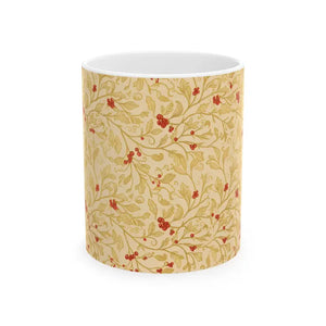 Glossy Ceramic Mug Vintage Vine Pattern Gold Berries - Dipaliz - Mugs