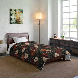 Vintage Floral Comforter - Cottagecore Autumn Roses - Dipaliz - 68’’ × 88’’ - Quilts & Comforters