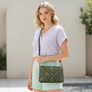 Vintage Floral Navy Crossbody Bag – Supple Faux Leather - Dipaliz - Cross Body Bags