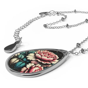 Vintage Floral Oval Necklace - Natural Beauty Elegance - Dipaliz - one Size / Silver - Necklaces