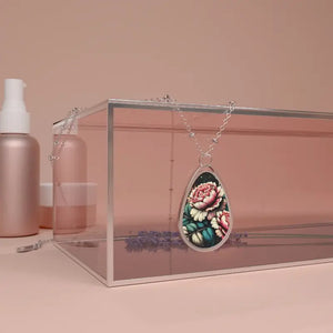 Vintage Floral Oval Necklace - Natural Beauty Elegance - Dipaliz - one Size / Silver - Necklaces