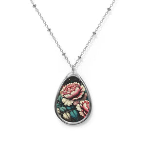 Vintage Floral Oval Necklace - Natural Beauty Elegance - Dipaliz - one Size / Silver - Necklaces