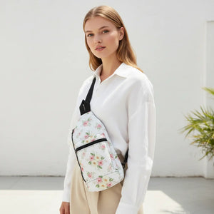 Vintage Floral Sling Bag - Watercolor Rose Crossbody - Dipaliz - Cross Body Bags