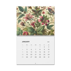 Vintage Flowers Calendar 2026 Wall Planner Matte Grid - Dipaliz - Calendars