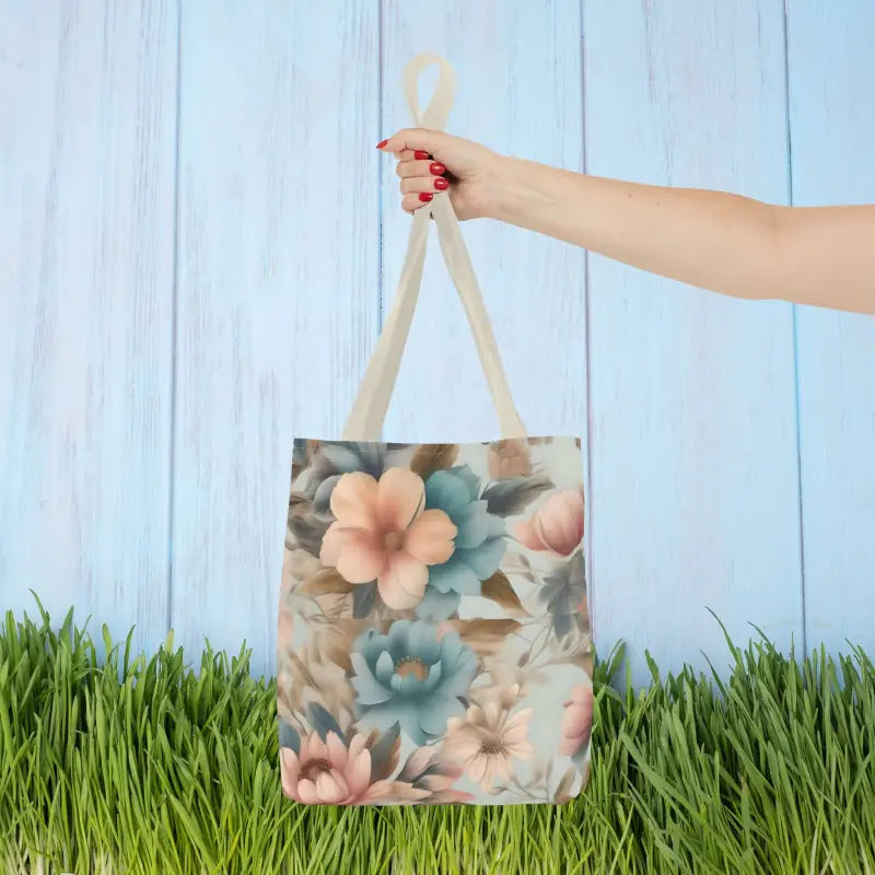 Vintage Flowers Pattern Aop Tote Bag - 13’’ × / Beige Bags