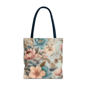 Vintage Flowers Pattern Tote Bag for Bold Statement Style - Dipaliz - 18’’ × / Navy - Bags