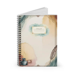 Vintage Ink Feather Spiral Notebook - Ruled Journal for Writers - Dipaliz - one Size - Paper Products