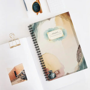 Vintage Ink Feather Spiral Notebook - Ruled Journal for Writers - Dipaliz - one Size - Paper Products