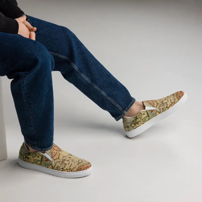 Vintage Map Canvas Shoes for Men - Slip Into Timeless Style