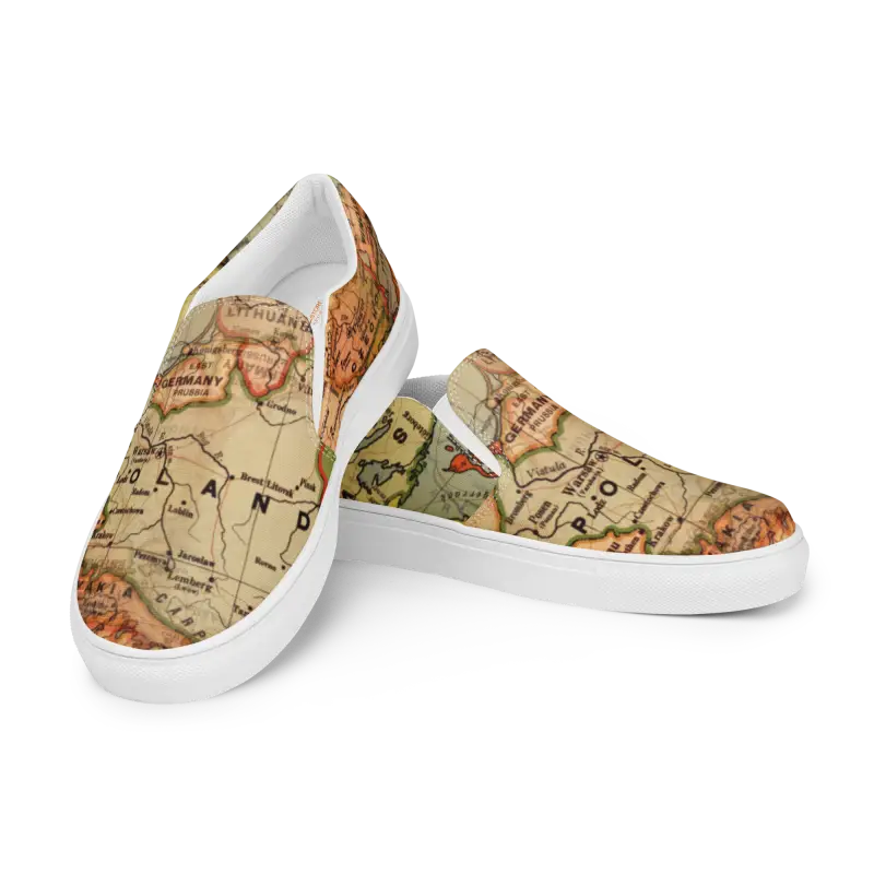 Vintage Map Canvas Shoes for Men - Slip Into Timeless Style