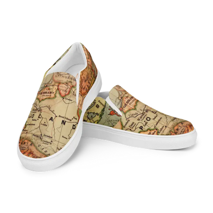 Vintage Map Canvas Shoes for Men - Slip Into Timeless Style