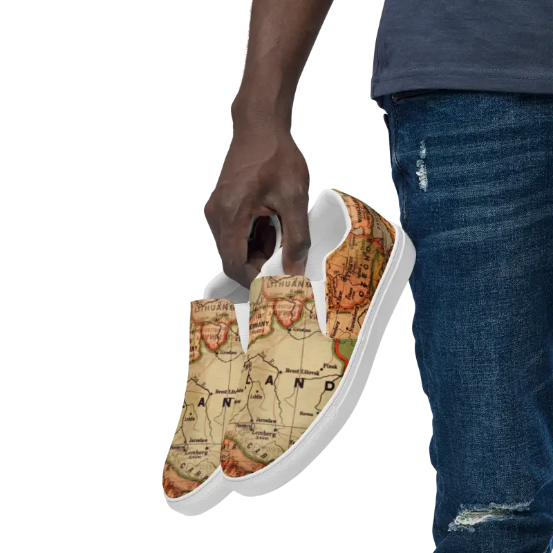 Vintage Map Canvas Shoes for Men - Slip Into Timeless Style - 5