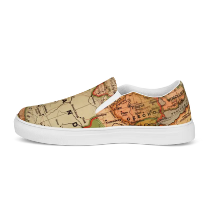 Vintage Map Canvas Shoes for Men - Slip Into Timeless Style