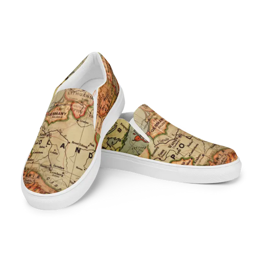 Vintage Map Slip-on Canvas Shoes: Elevate Your Style - Shoes