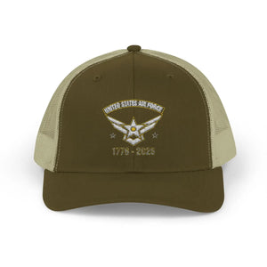 Vintage Military Aviation Snapback Trucker Cap - 1776-2026 Emblem - Hats