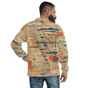 Retro Unisex Bomber Jacket - Vintage Newspaper Print - Dipaliz - Jackets