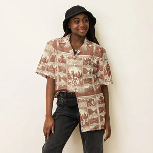 Vintage Newspaper Unisex Button Shirt - Eco Summer - Dipaliz - Shirts