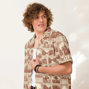 Vintage Newspaper Unisex Button Shirt - Eco Summer - Dipaliz - Shirts