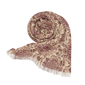 Soft Vintage Rose Damask Scarf - Light Polyester Wrap - Dipaliz - Scarves & Shawls