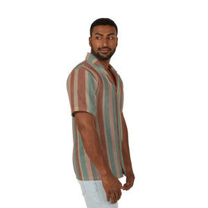 Retro Vintage Stripe Hawaiian Camp Shirt - Dipaliz - Shirts - Xs