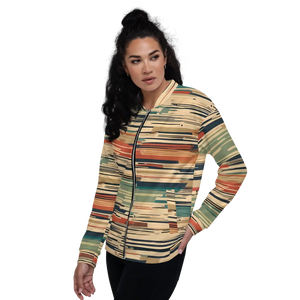 Vintage Striped Unisex Bomber Jacket - Retro Fleece - Dipaliz - Jackets