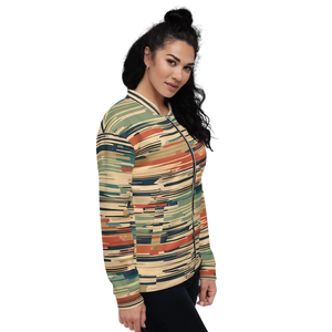 Vintage Striped Unisex Bomber Jacket - Retro Fleece - Dipaliz - Jackets