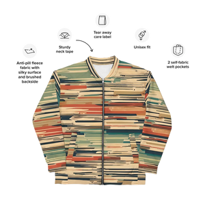 Vintage Striped Unisex Bomber Jacket - Retro Fleece - Dipaliz - Jackets