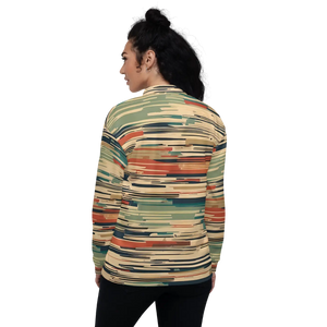 Vintage Striped Unisex Bomber Jacket - Retro Fleece - Dipaliz - Jackets