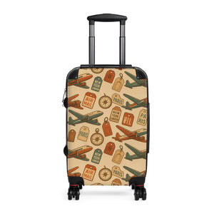 Vintage Travel Suitcase Retro Airplane Design for Enthusiasts Dipaliz - Small / Black - Suitcases