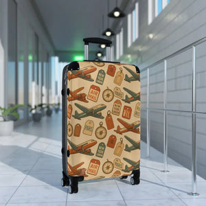 Vintage Travel Suitcase Retro Airplane Design for Enthusiasts Dipaliz - Medium / Black - Suitcases