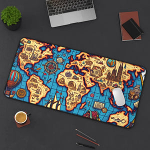 Vintage World Map Desk Mat - Neoprene Computer - Dipaliz - Workstation & Cubicle Accessories