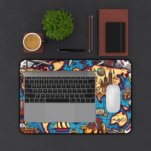 Vintage World Map Desk Mat - Neoprene Computer - Dipaliz - Workstation & Cubicle Accessories