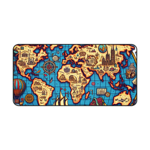 Vintage World Map Desk Mat - Neoprene Computer - Dipaliz - Workstation & Cubicle Accessories