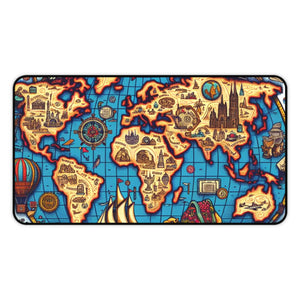 Vintage World Map Desk Mat - Neoprene Computer - Dipaliz - Workstation & Cubicle Accessories