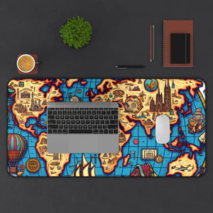 Vintage World Map Desk Mat - Neoprene Computer - Dipaliz - Workstation & Cubicle Accessories