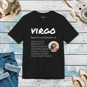 Unisex Jersey Short Sleeve Tee Virgo Zodiac Soft Cotton - Dipaliz - Black / s - T-shirts