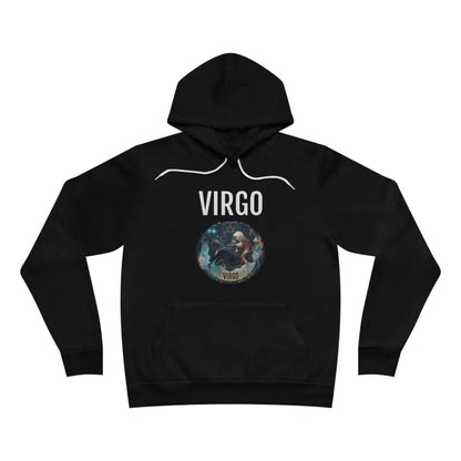 Virgo Zodiac Sign Hoodie Soft Fleece Pullover for All - Black / Xs