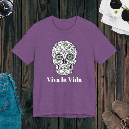 Viva La Vida Sugar Skull Unisex Jersey Tee - Heather Team Purple / s T-shirt