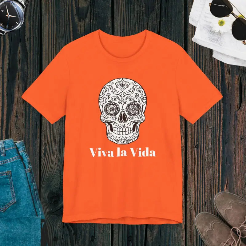 Viva La Vida Sugar Skull Unisex Jersey Tee - Orange / s T-shirt