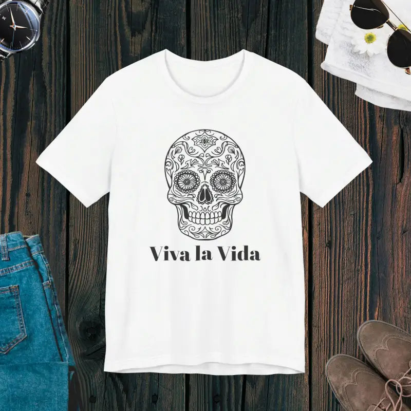 Viva La Vida Sugar Skull Unisex Jersey Tee - White / s T-shirt