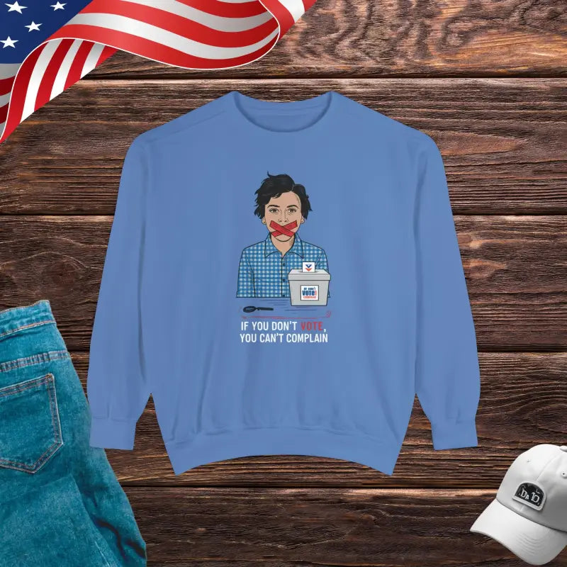 Unleash your Voice in Ultimate Comfort with Vote & Complain Sweatshirt - Flo Blue / s