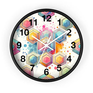 Abstract Geometric Wall Clock – Colorful Wood - Dipaliz - Clocks