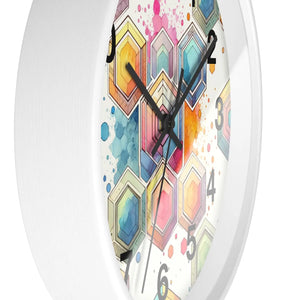 Abstract Geometric Wall Clock – Colorful Wood - Dipaliz - Clocks